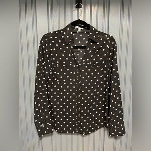 Express Portofino Shirt Black and White Polka Dot Size XS
